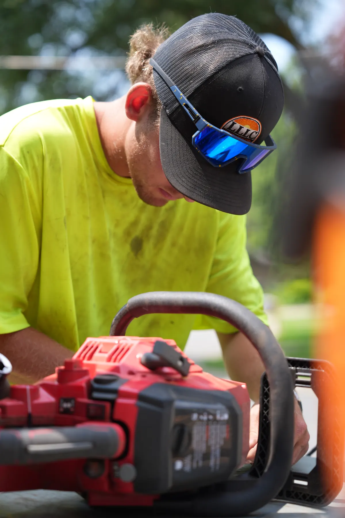 Lofton crew member operating equipment on site